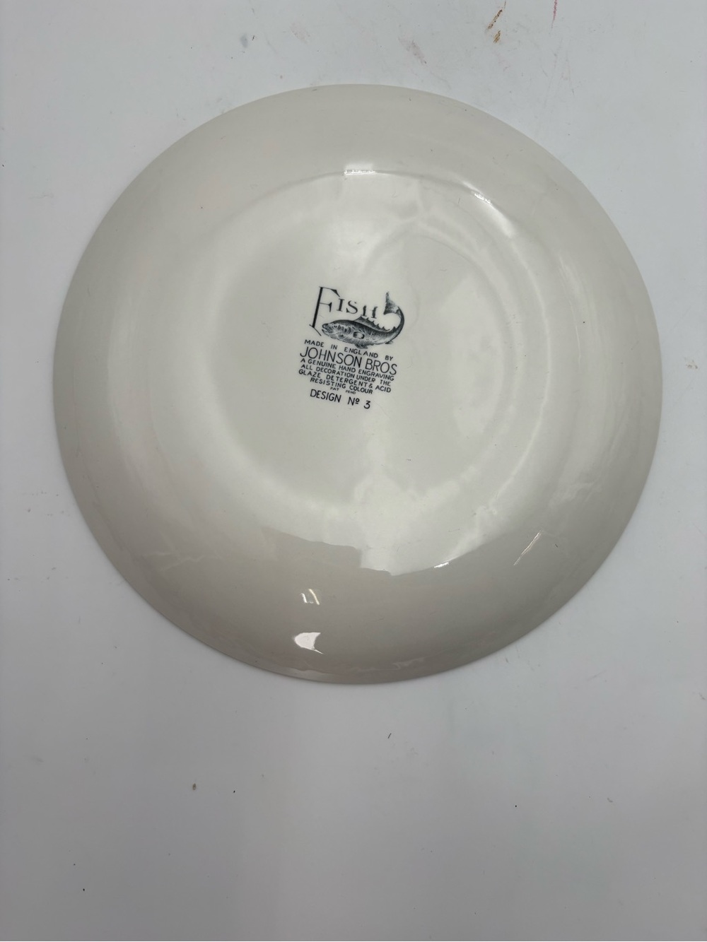 Vintage Johnson Bros. Fish Ceramic Plate Design No. 3 - Made in England - 10” - Picture 4 of 8